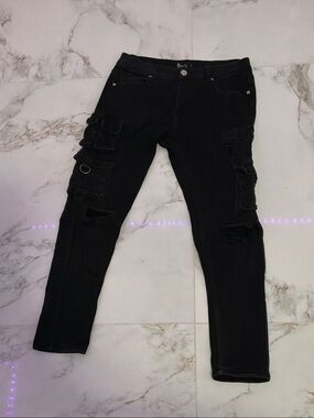 Paolo Masi Black Skinny Cargo Jeans